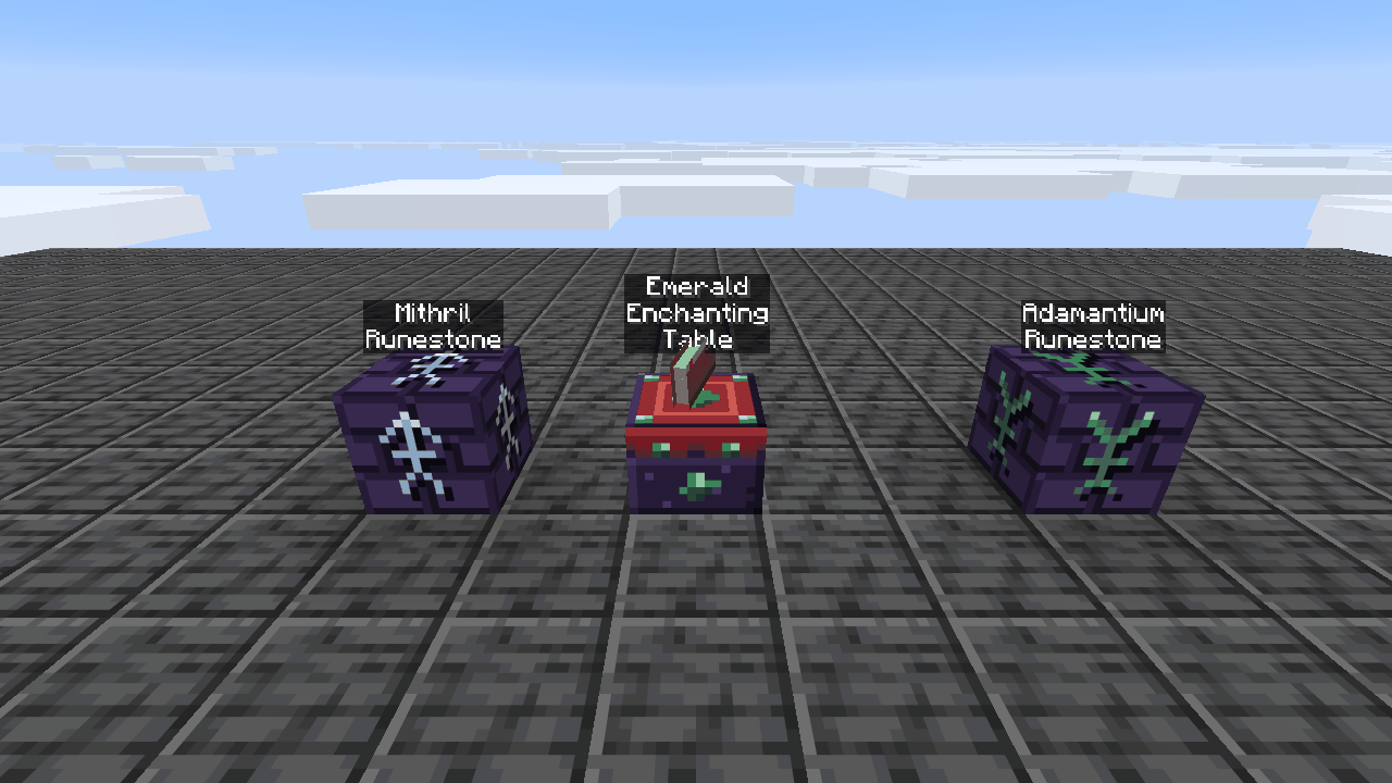 Mithril and adamantium runestones and the emerald enchanting table