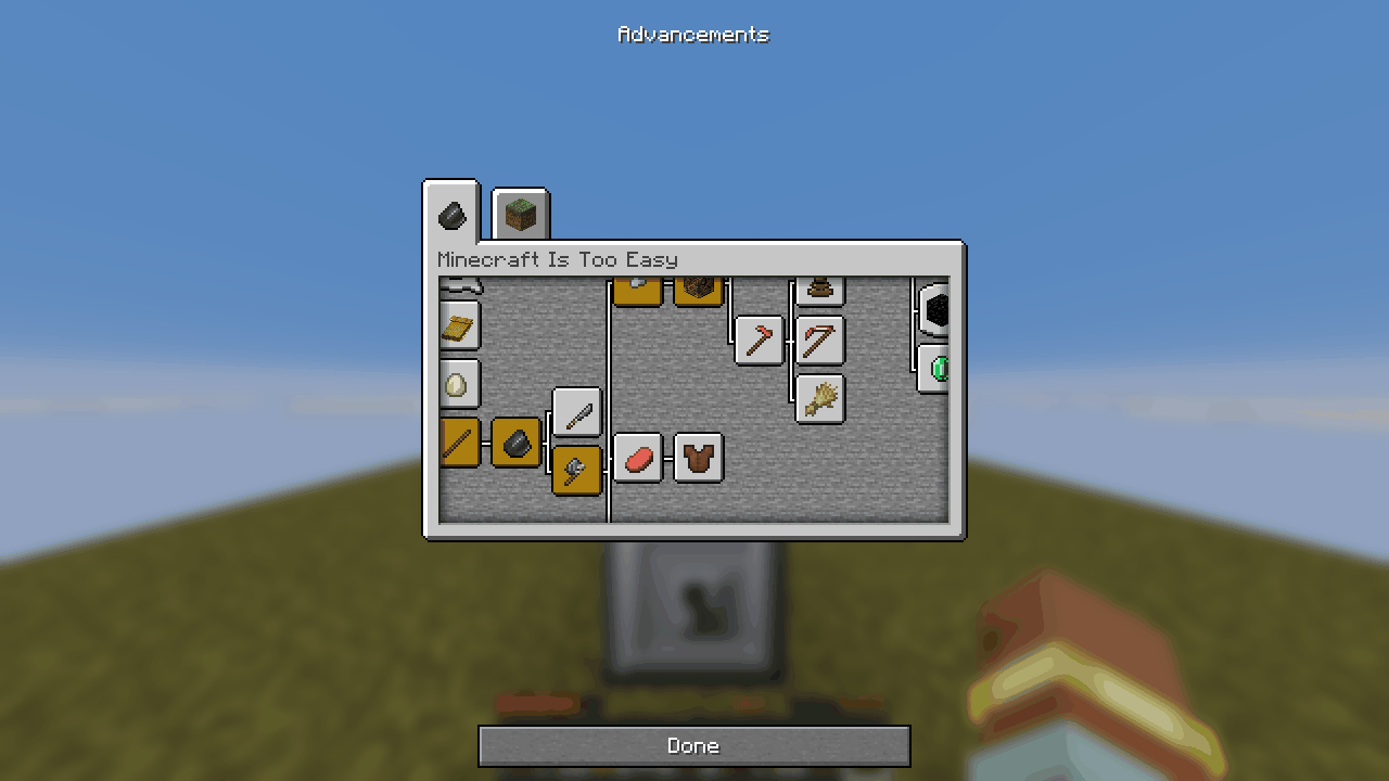 The mod's advancement tab