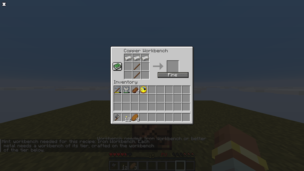 An iron recipe on a copper workbench is refused