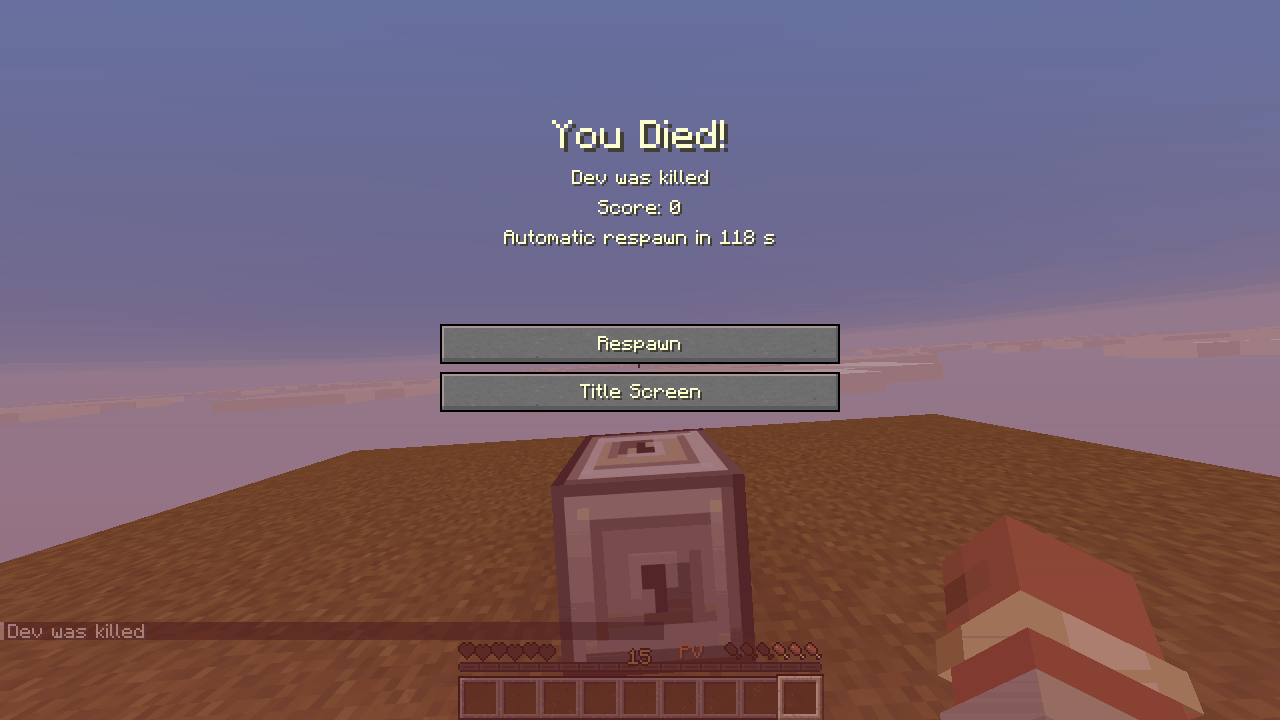 Death screen with the 120 s forced respawn countdown
