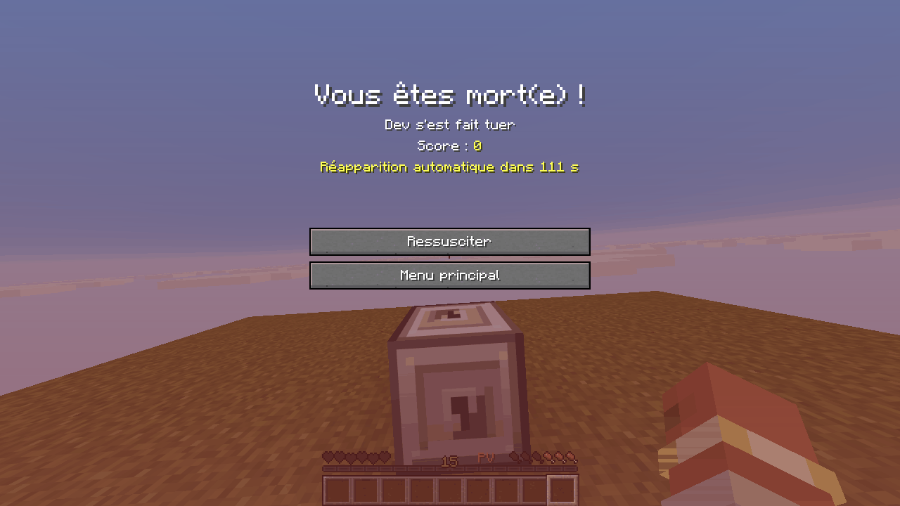 The same screen in French
