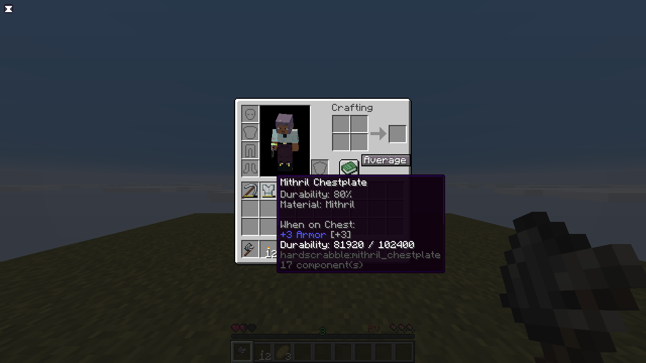 Armour tooltip: durability and material
