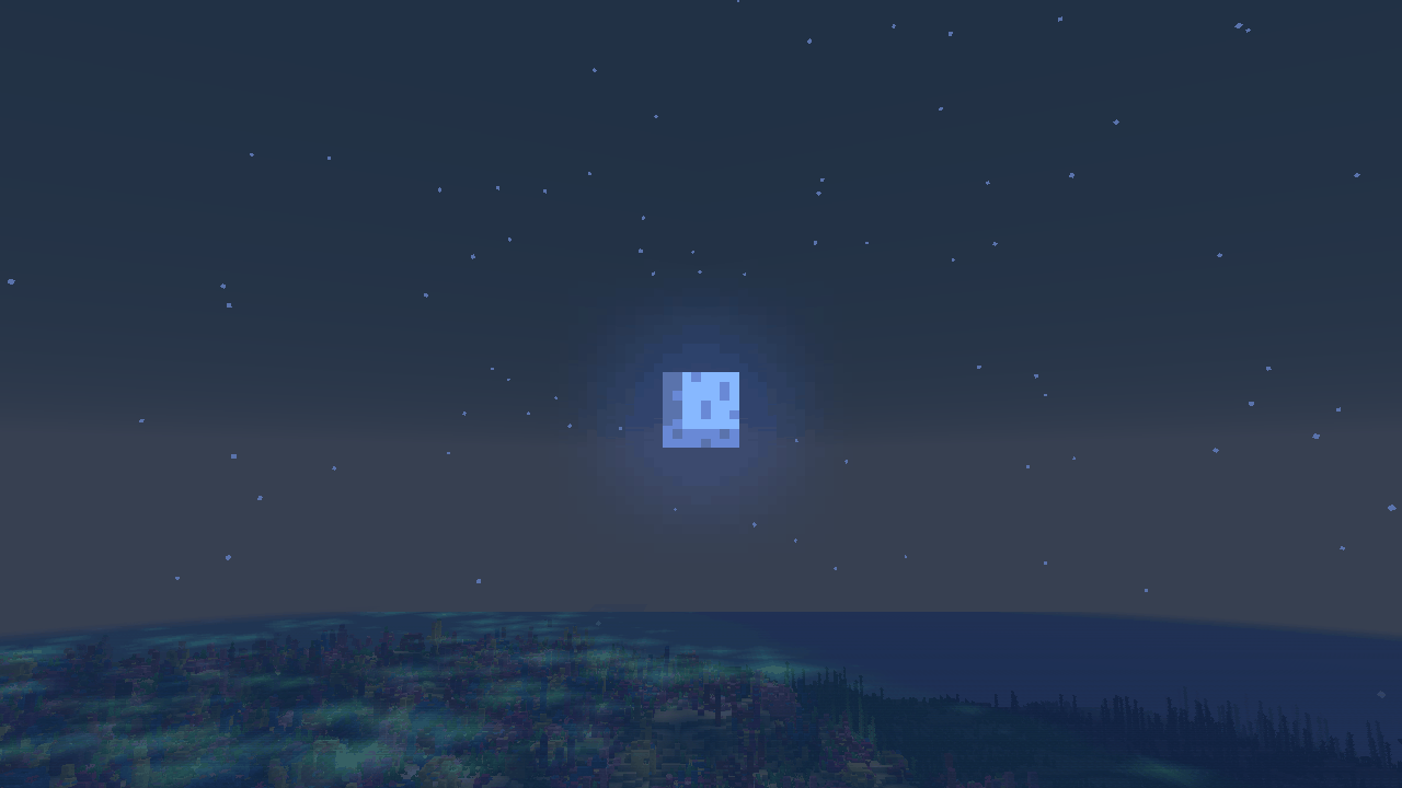 Blue moon (every 128 days): no hostile spawns under the open sky, easier wolf taming