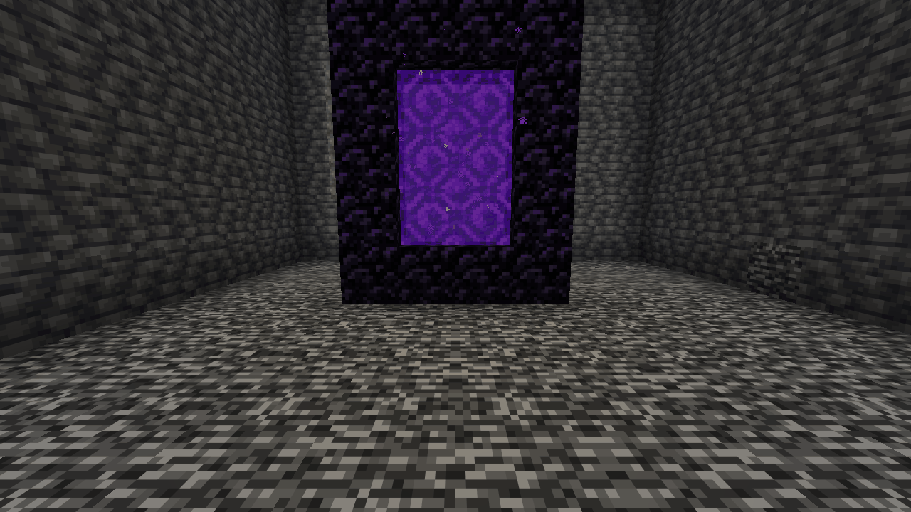 A portal built on Overworld bedrock leads to the Underworld