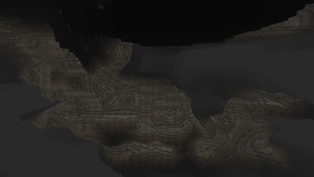 The Underworld: a cavern dimension under the bedrock, grey fog