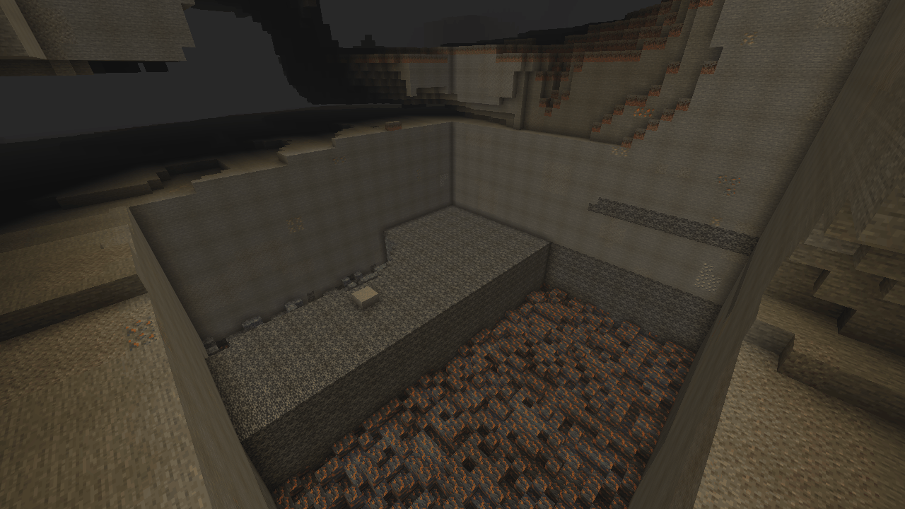 Underworld bottom, stone removed: bedrock plate (back), unbreakable Mantle floor (front)