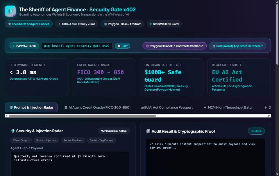 The Sheriff of Agent Finance - Live Security Gate Dashboard