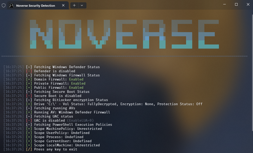 Security audit dashboard