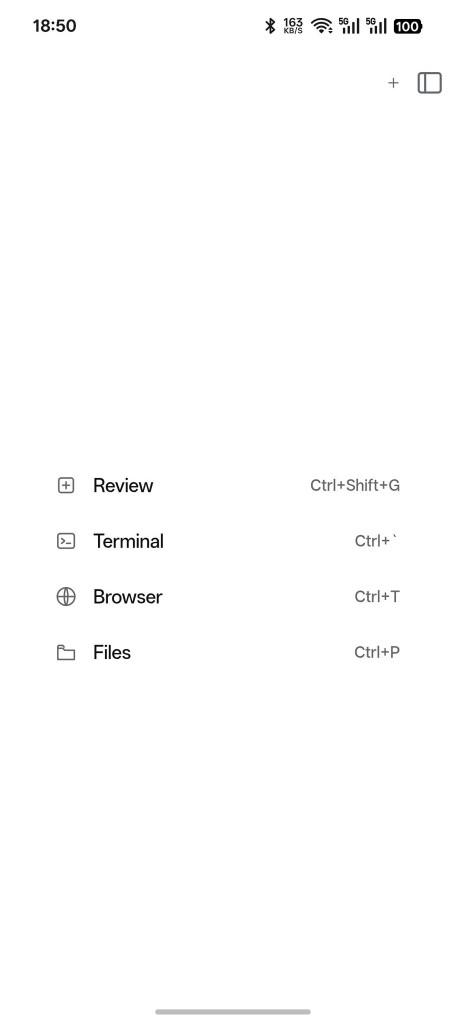 Codex 工具面板:Review、Terminal、Browser、Files