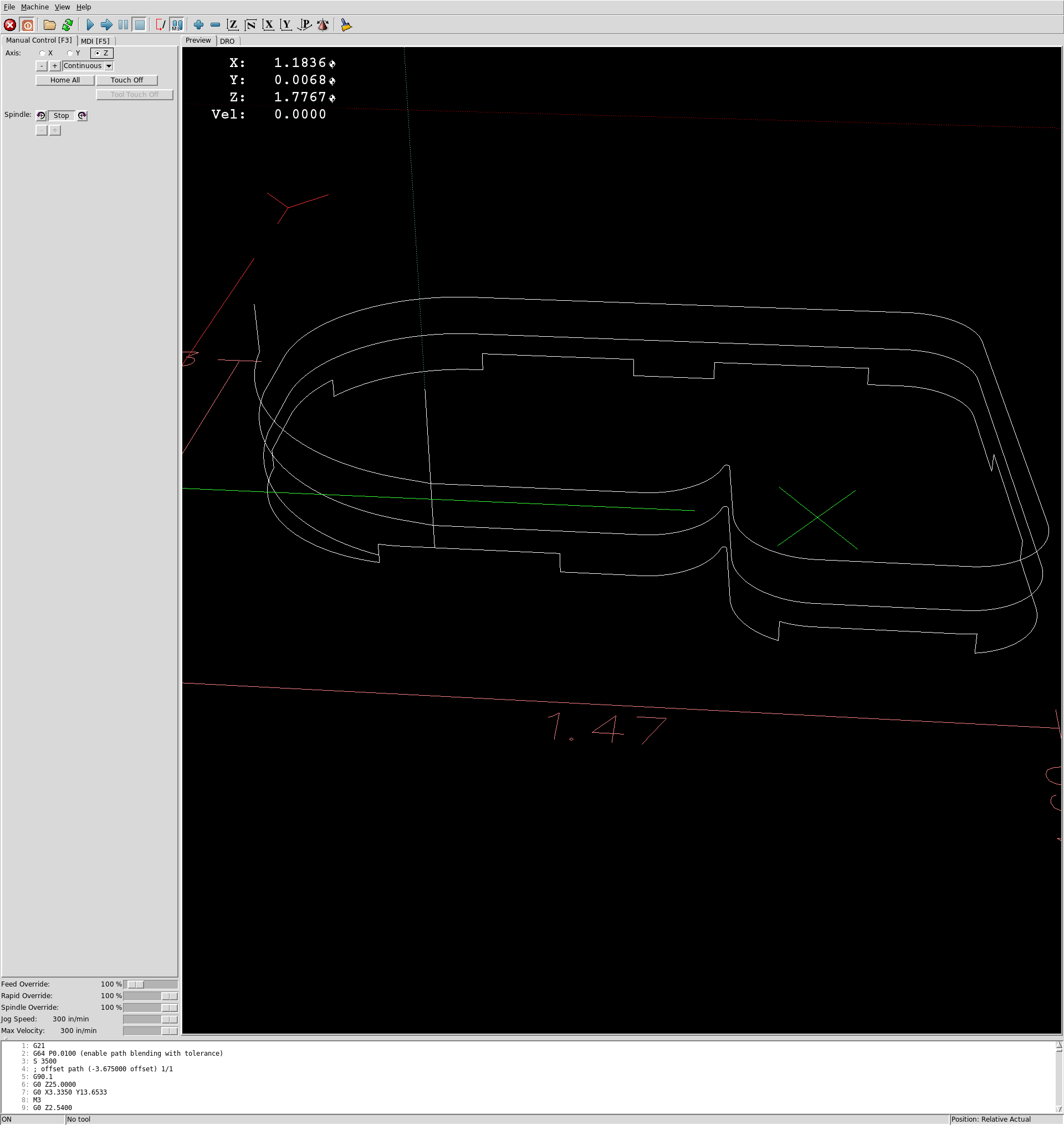 Example generated tool path