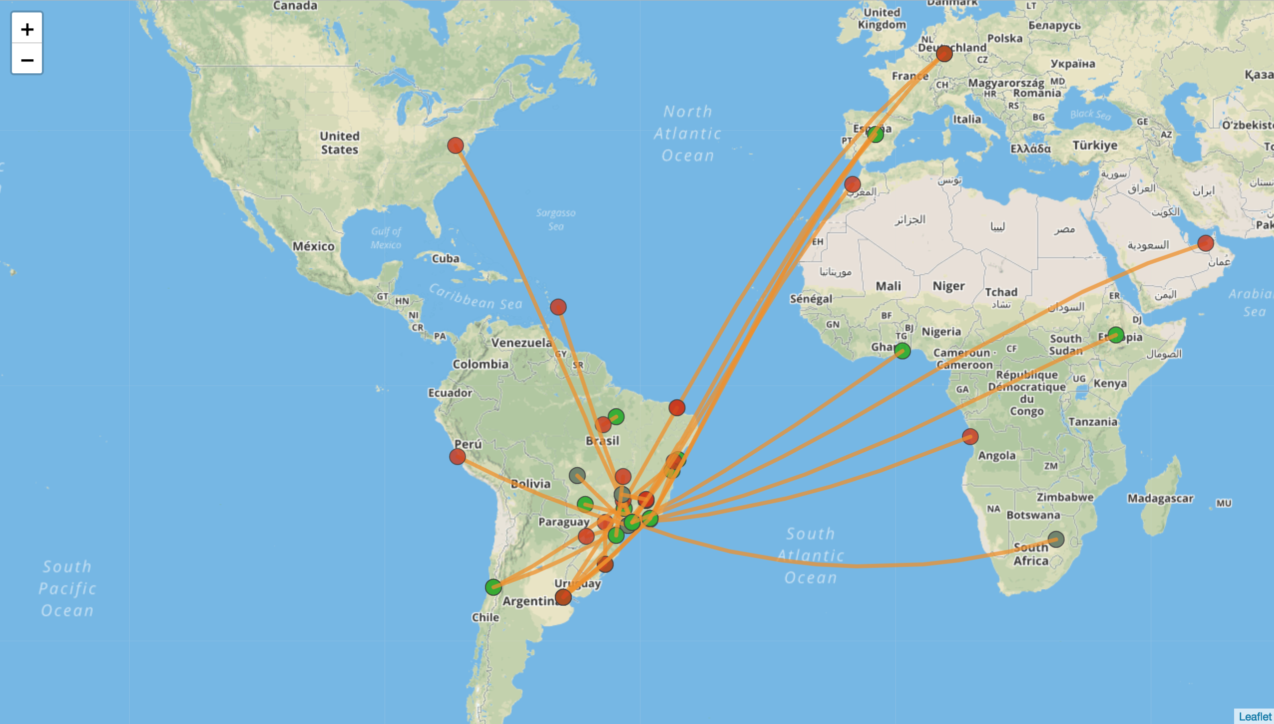 Brazilian flights map