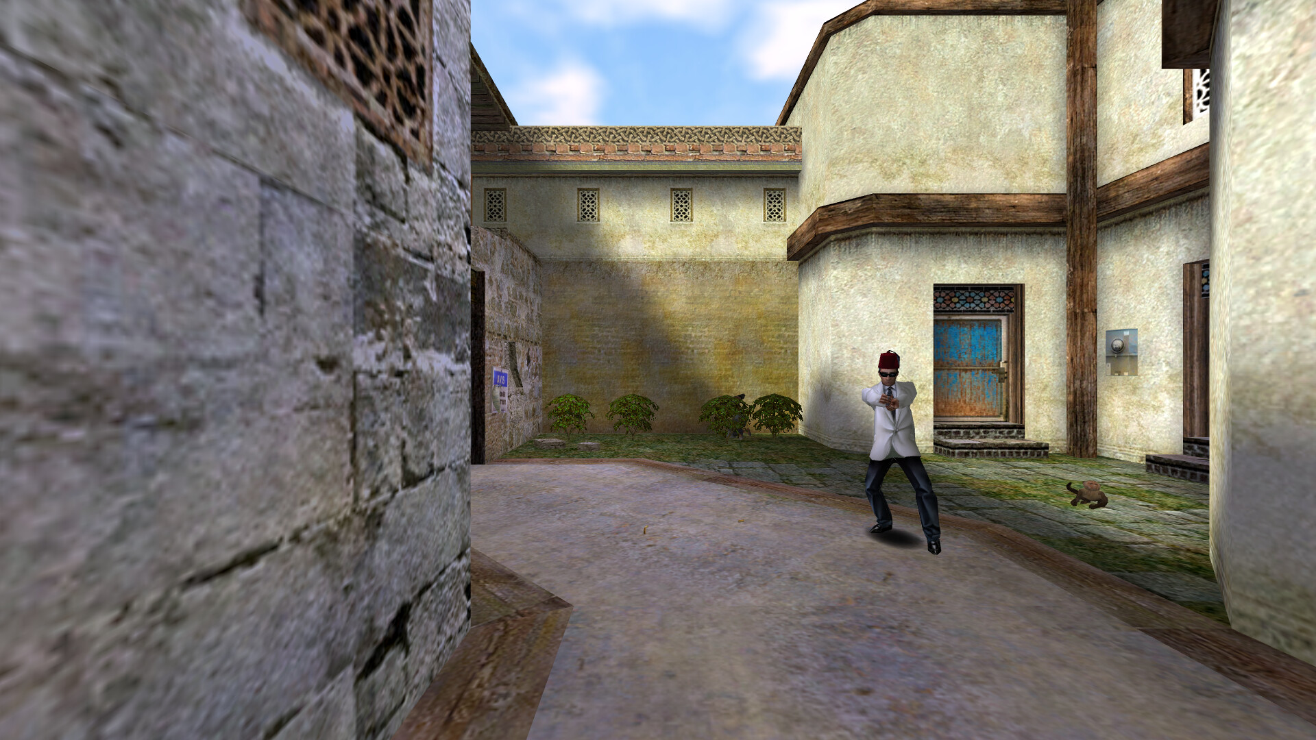 Misfortune in Morocco: a guard in an alley, with his shadow
