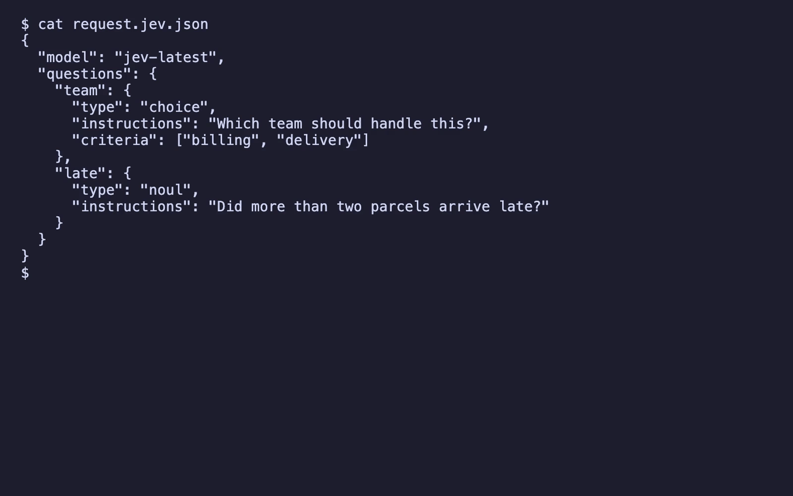 The command line reporting three findings on a small request