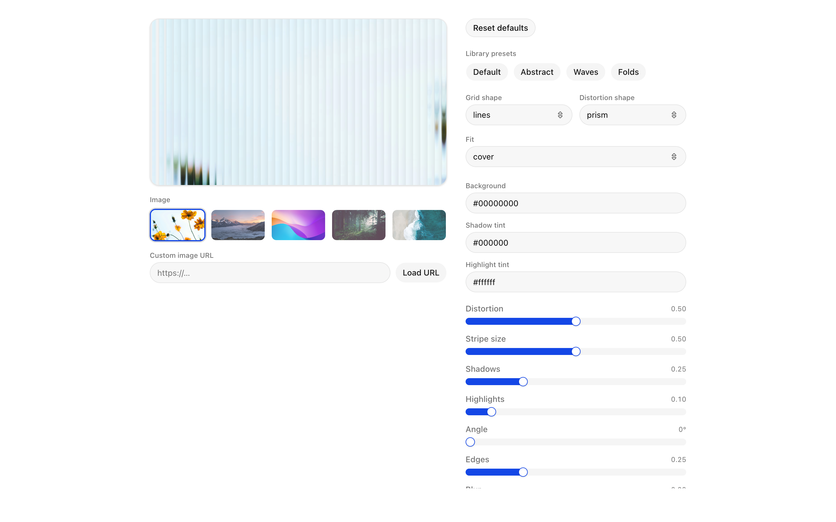Fluted glass component preview