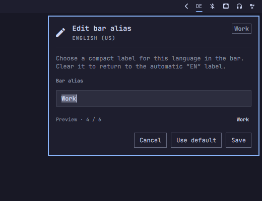 Bar-alias editor in Catppuccin