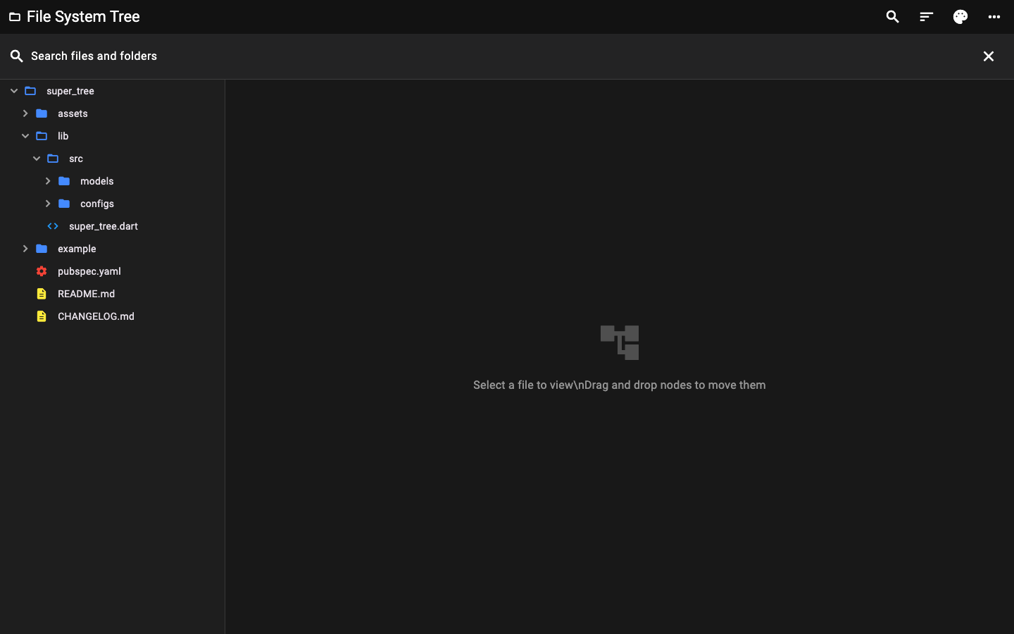 File System Explorer with search active