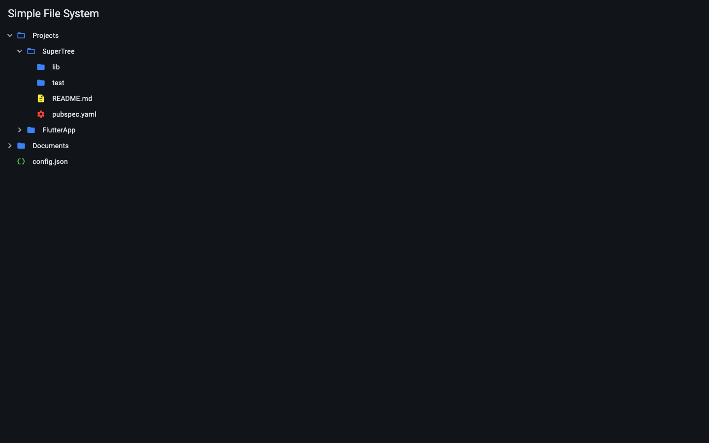 Minimal file system example on macOS desktop layout