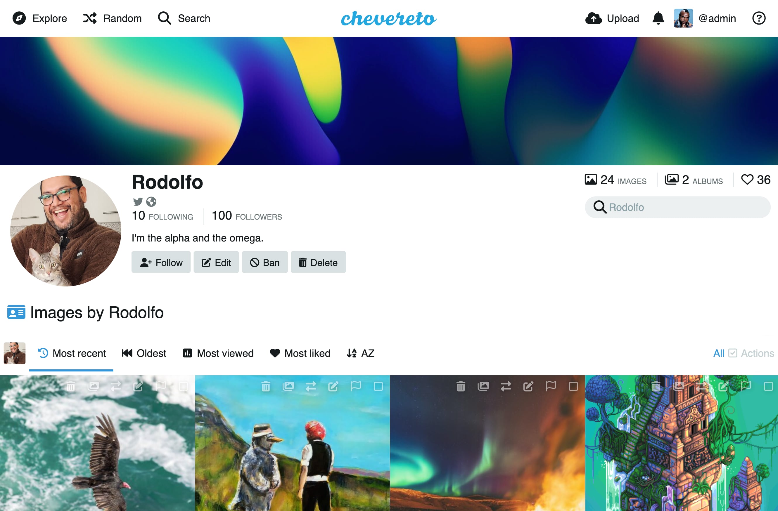Chevereto user profile gallery