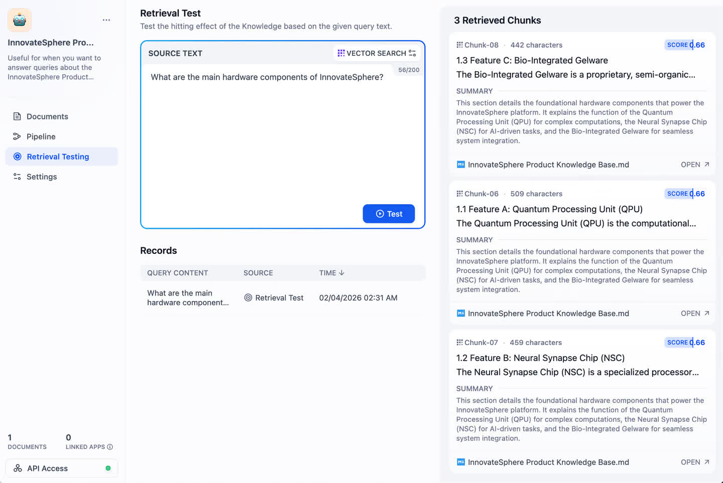 Dify knowledge retrieval testing