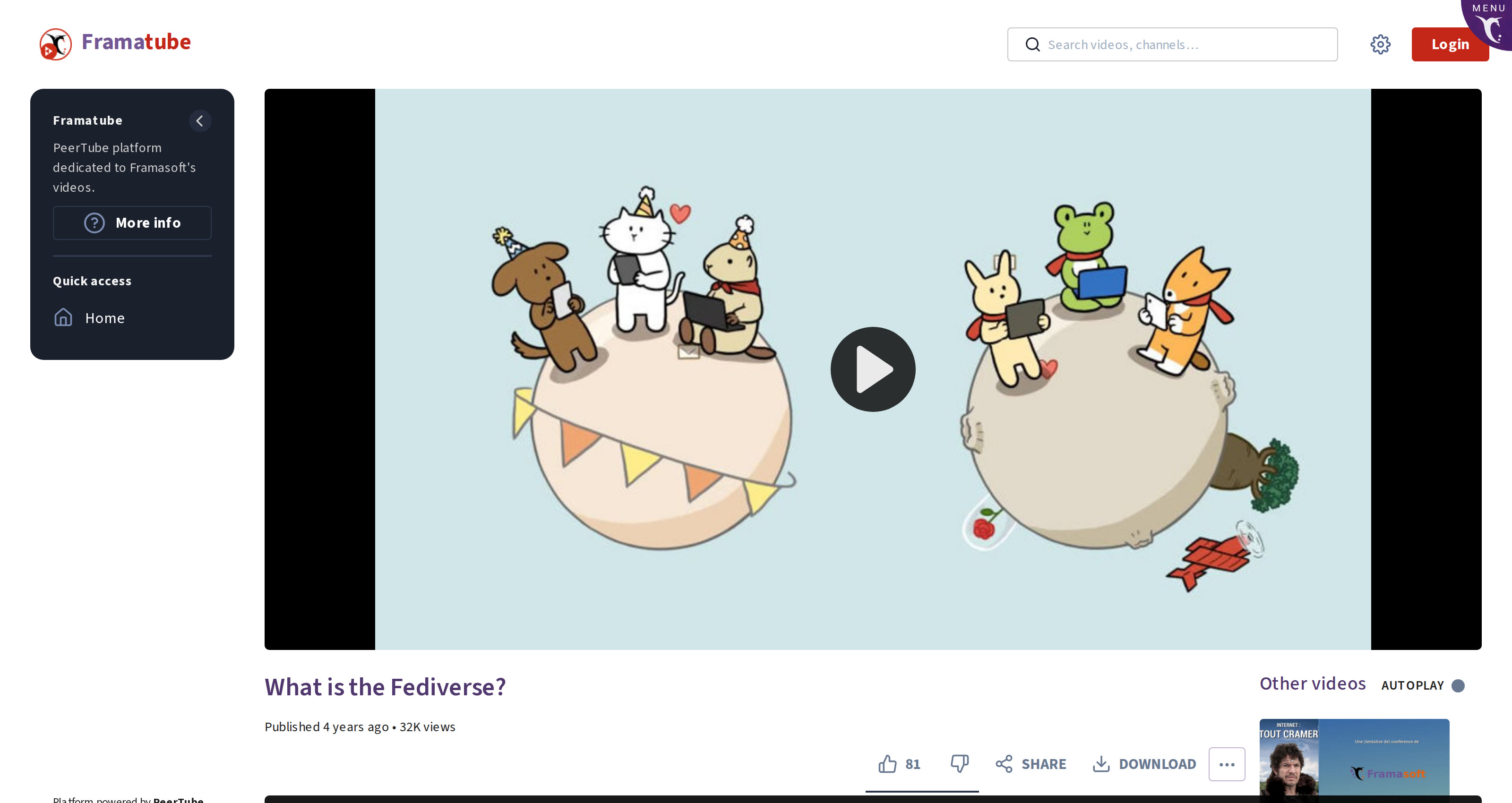 PeerTube video watch page