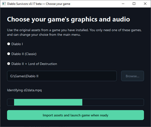 Diablo Survivors setup