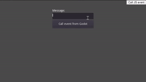 Demonstration showing message sending between Godot app and JS app