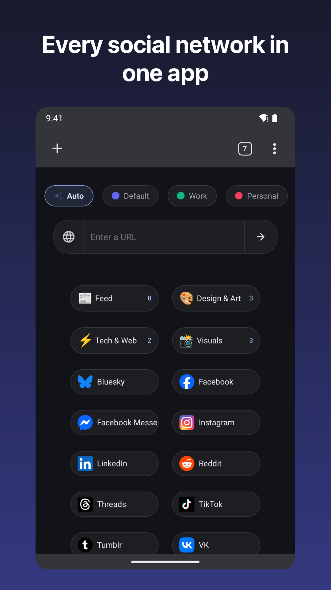 Social browser home