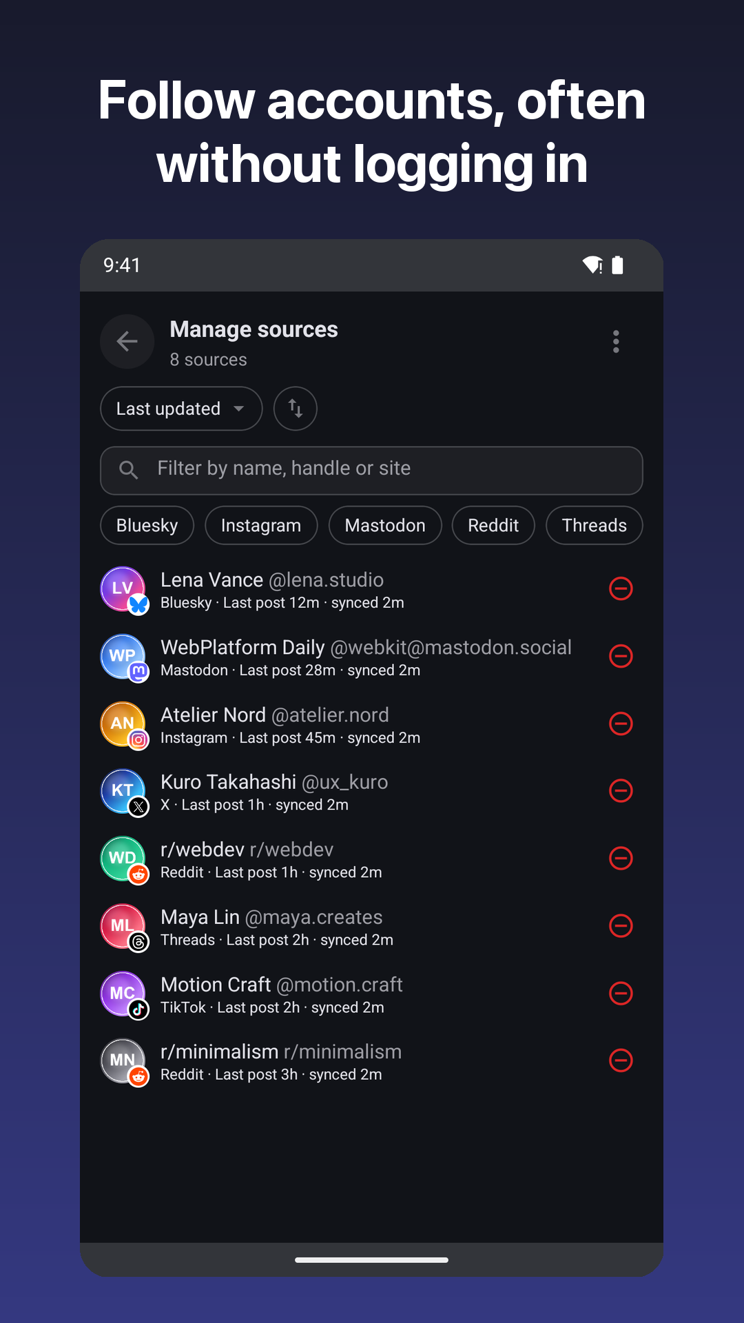 Manage feed sources