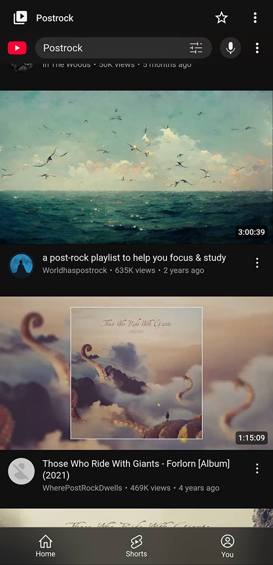 NouTube YouTube home screen