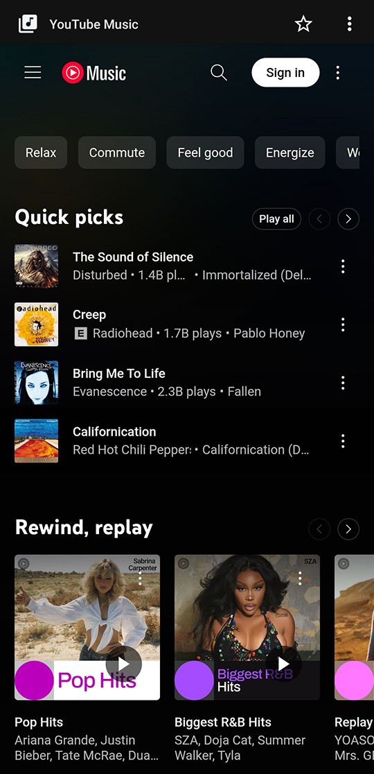 NouTube YouTube Music screen