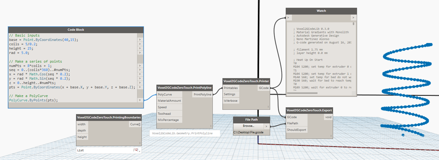 Voxel2GCodeDynamo PolyCurve Workflow.