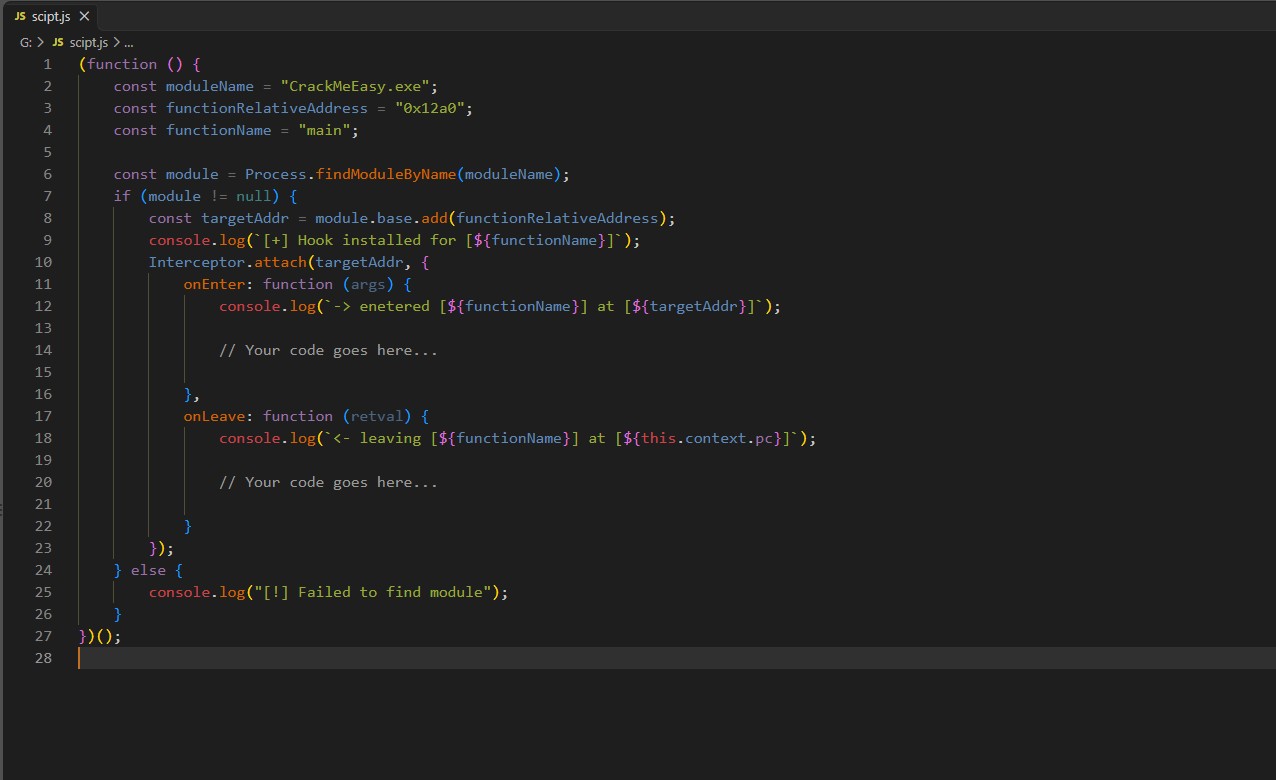 The generated Frida hook script
