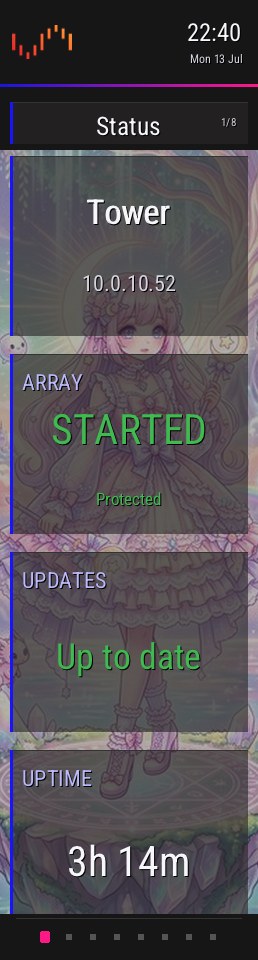 Status cards over a wallpaper