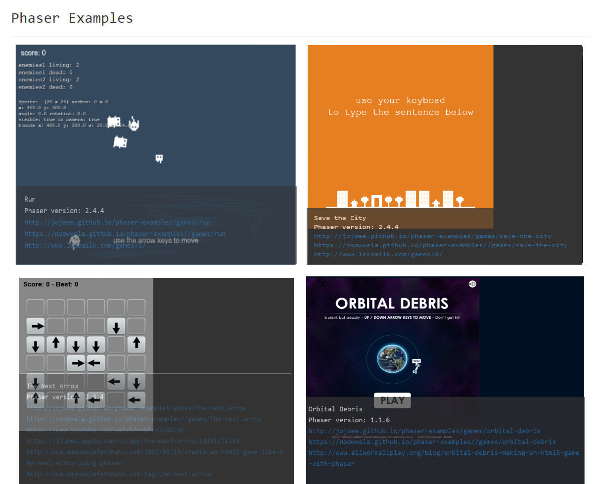 Phaser Examples - Screenshot