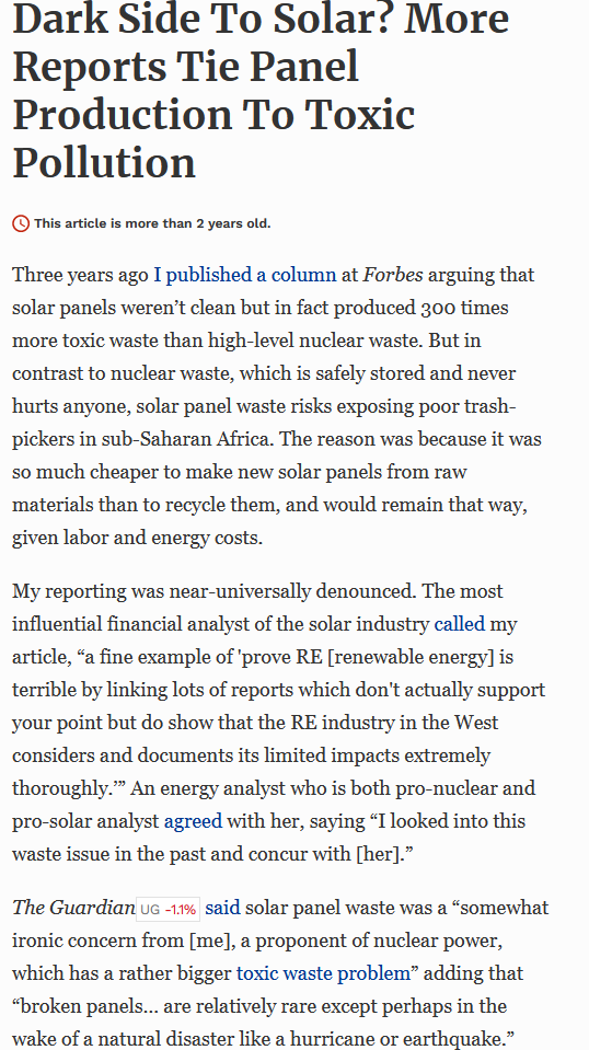 article solar energy producing more toxins