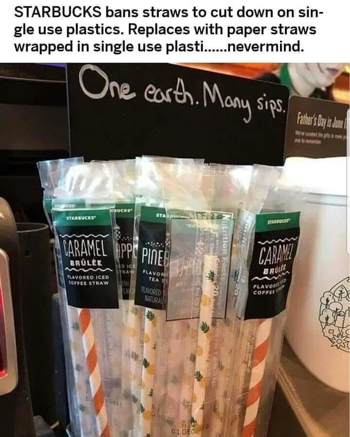 meme paper straw starbucks hypocrisy.