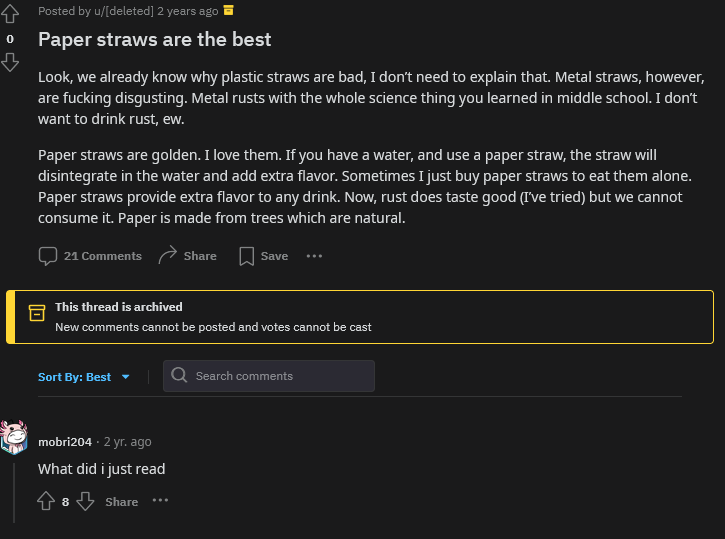 reddit user enjoying plastic straws