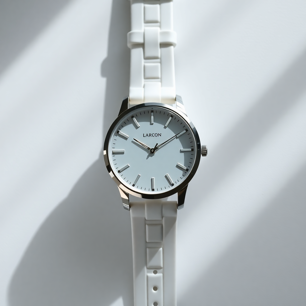 white minimalist watch product photography