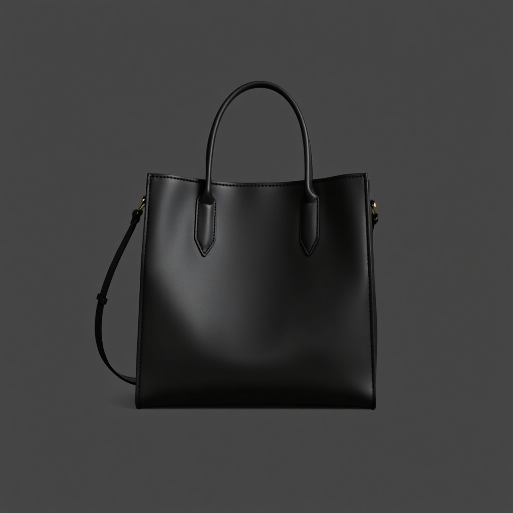 black leather handbag minimalist design product photography