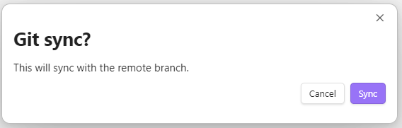 Git sync modal