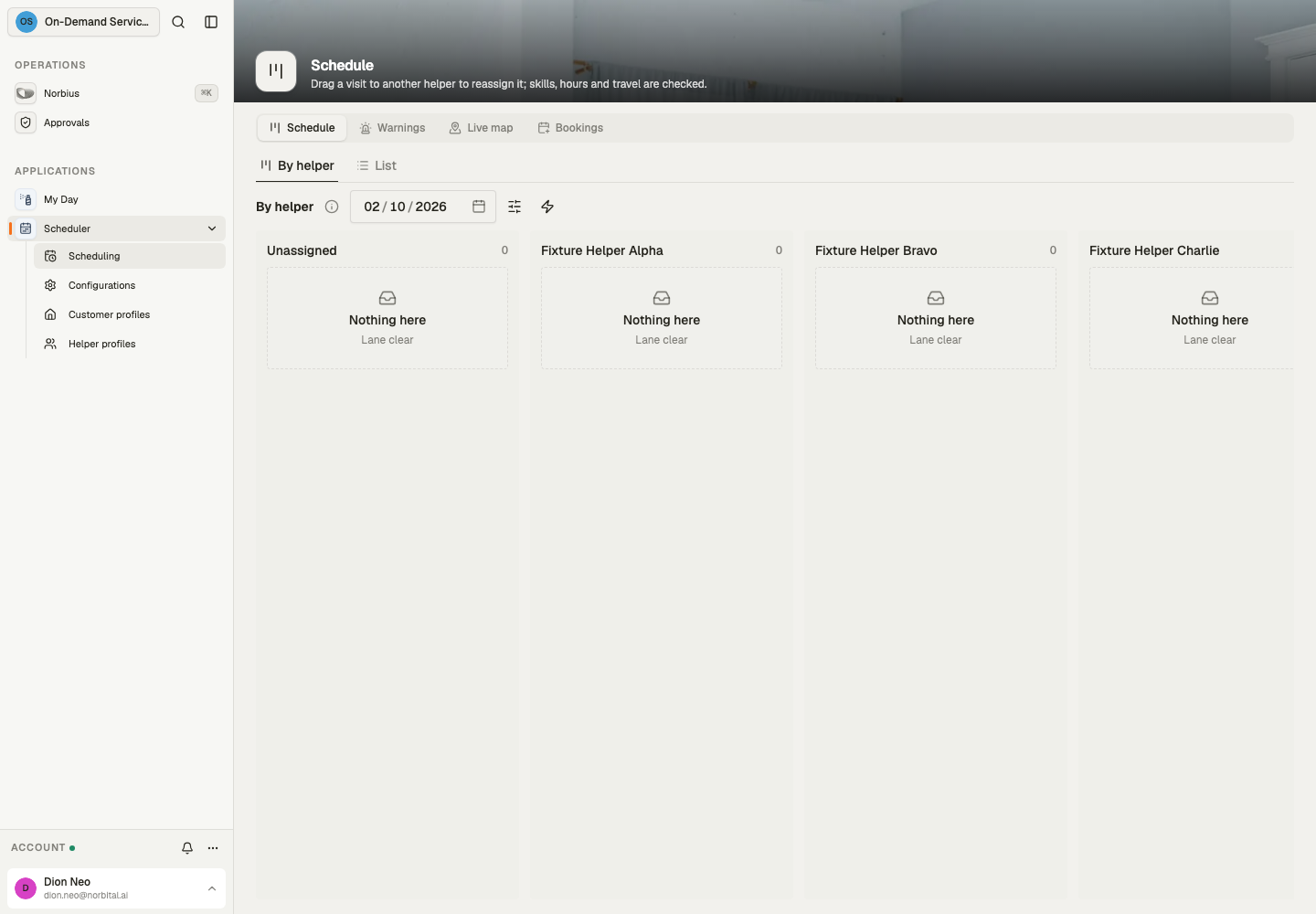 On-Demand Services: Schedule