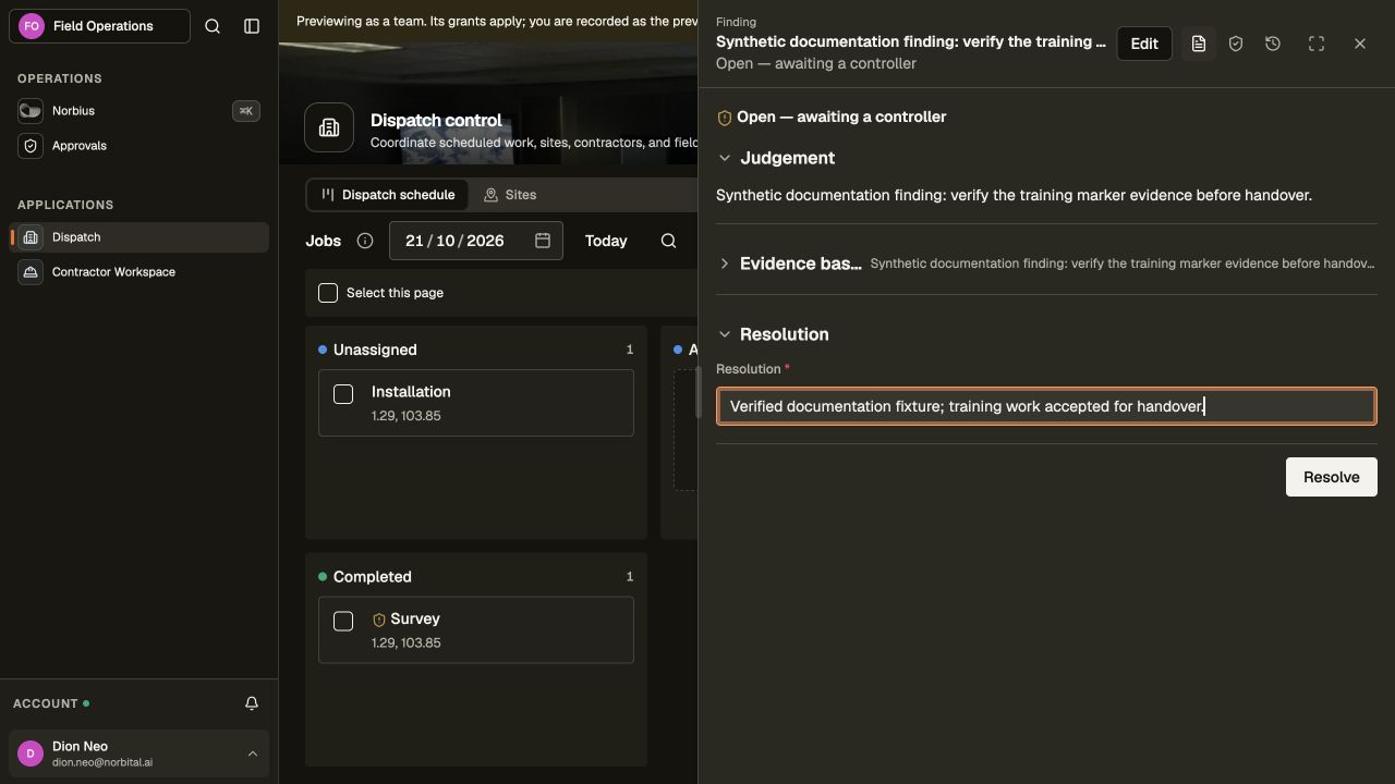 A controller records a finding's resolution