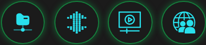 Close-up of the four status icons, all glowing green