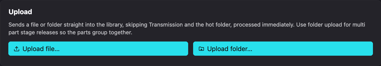 Upload section