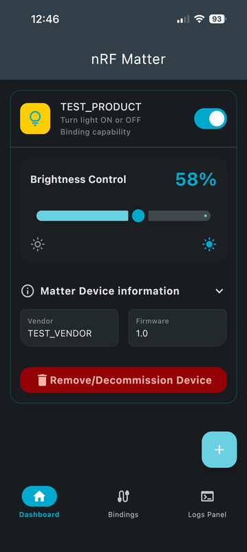 nRF Matter on iOS (Matter Test_Product added)