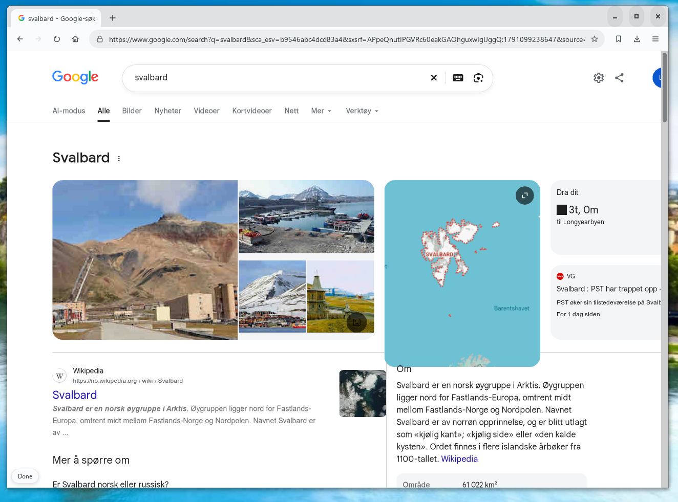 Nordstjernen showing a Wikipedia article in the light theme