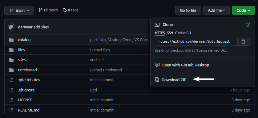 > Code > Download ZIP