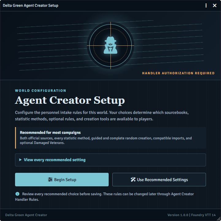 Agent Creator Setup