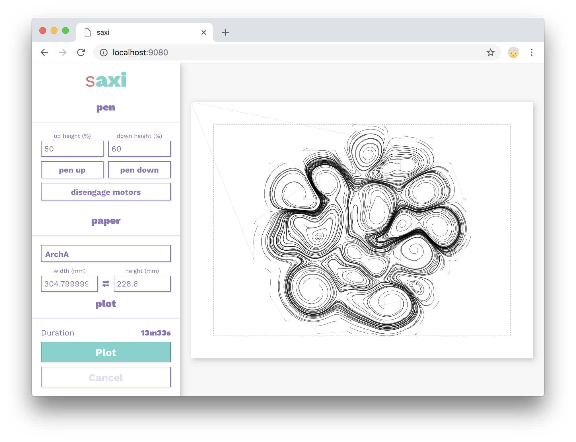 a screenshot of the saxi user interface