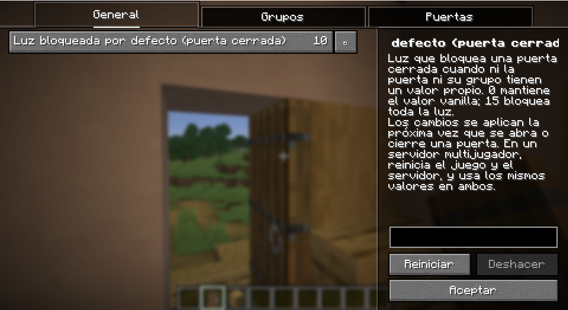 Config screen